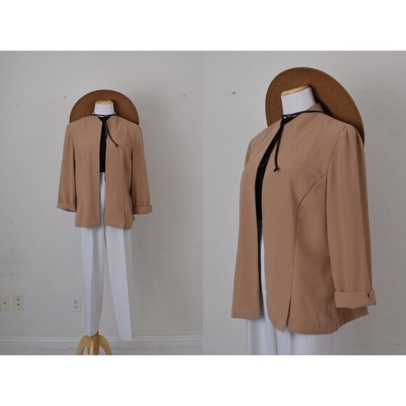 Vintage 00s Tan Polyester Lighweight Jacket size 18 - Picture 1 of 10